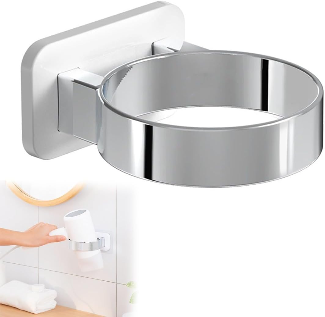 Wandhalterung Für Haartrockner – 1 Stück – Edelstahl 304 – Selbstklebende Montage Ohne Bohren – Für Bad Und Wohnzimmer – Mattschwarz, 9 X 5 X 10,5 Cm