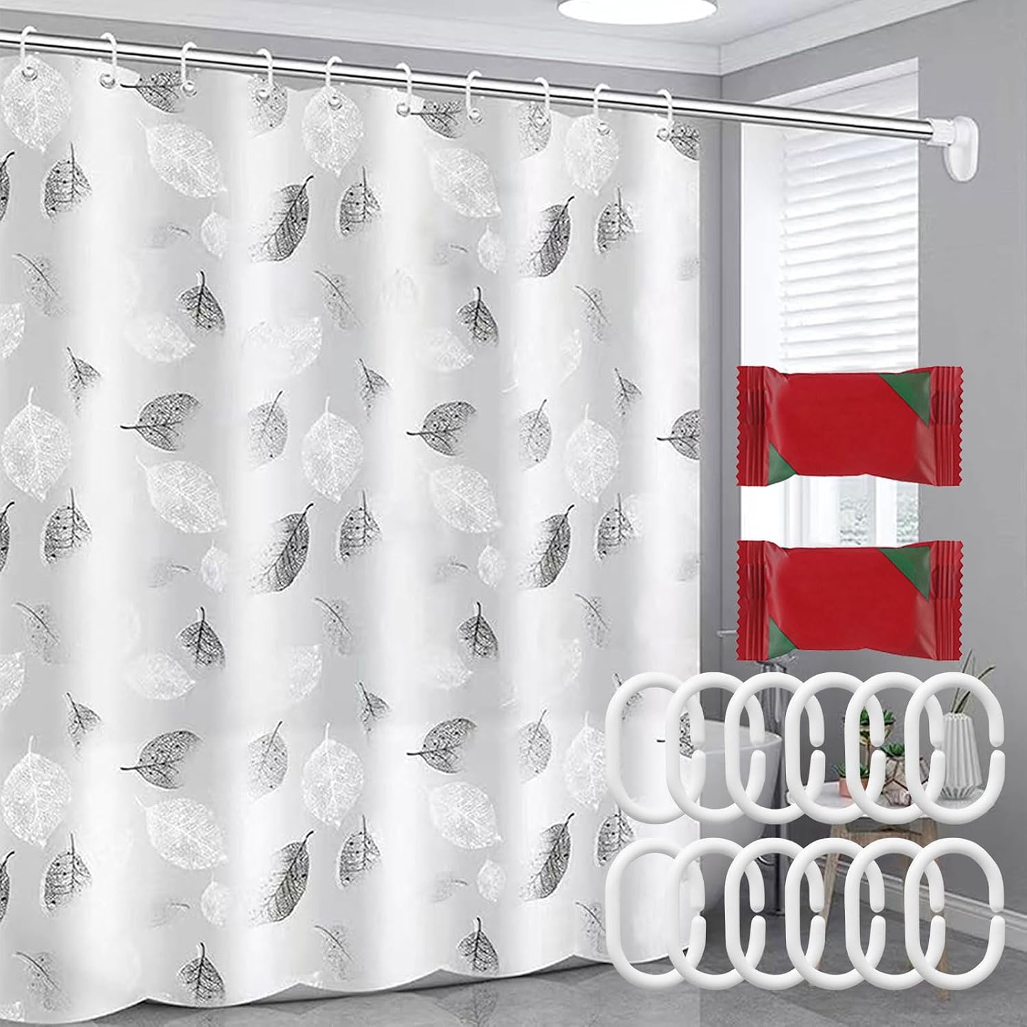 Duschvorhang – 1-teilig – Wasserdichtes Polyester – Schimmelresistent Mit Beschwertem Saum – Für Badezimmer Und Badewanne – 180 X 200 Cm
