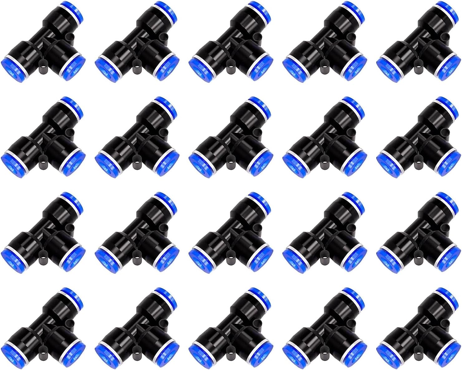 Pneumatisches T-stück – 20 Stück – Blauer Kunststoff – Schnellverschluss Mit Steckverbindung – Für Druckluftsysteme Und Industrie – 12 Mm Durchmesser
