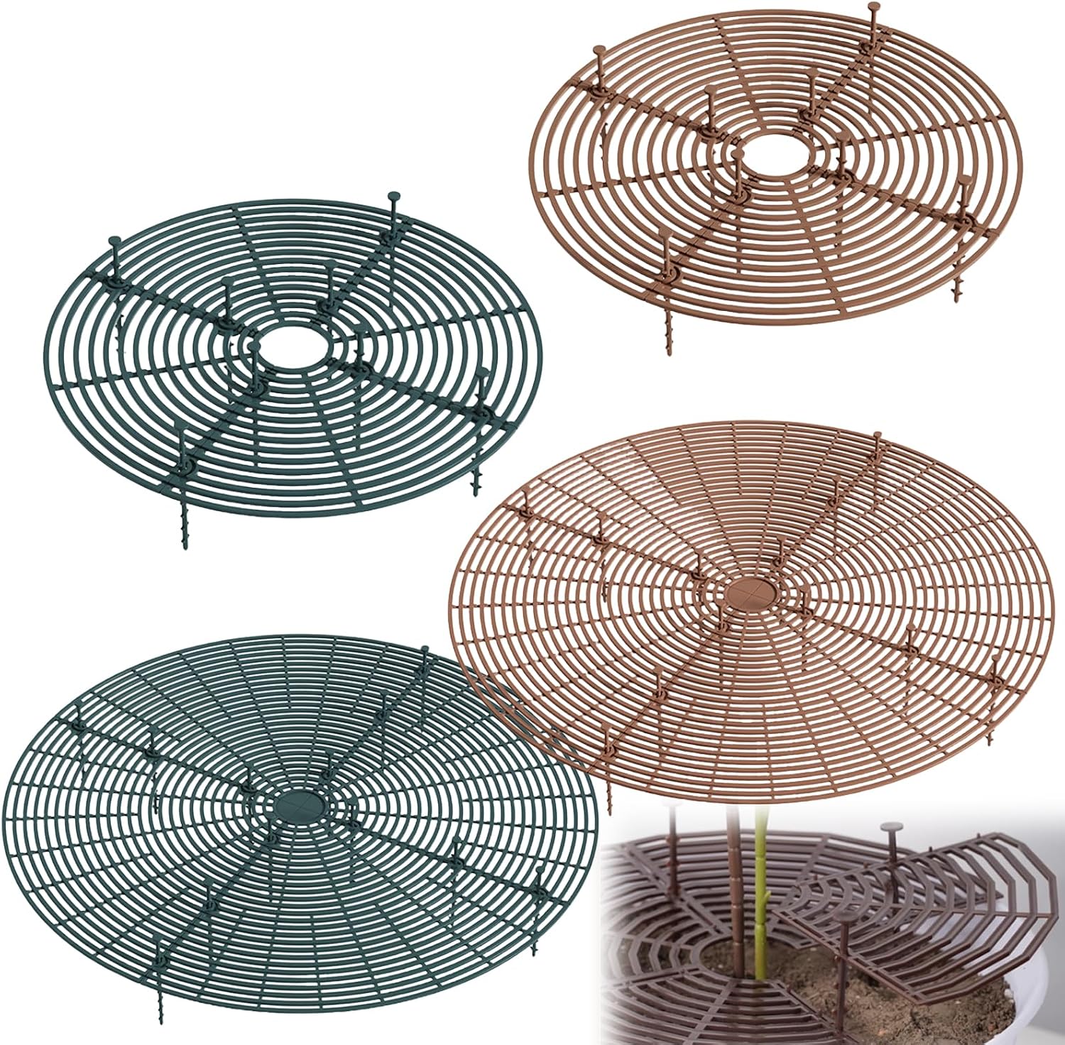Set Mit 4 Schutzgittern Für Pflanztöpfe – Robustes Abs-kunststoff – Kratzfest Für Katzen Und Hunde – Für Drinnen Und Draußen Geeignet – Durchmesser: 28 Cm Und 52 Cm