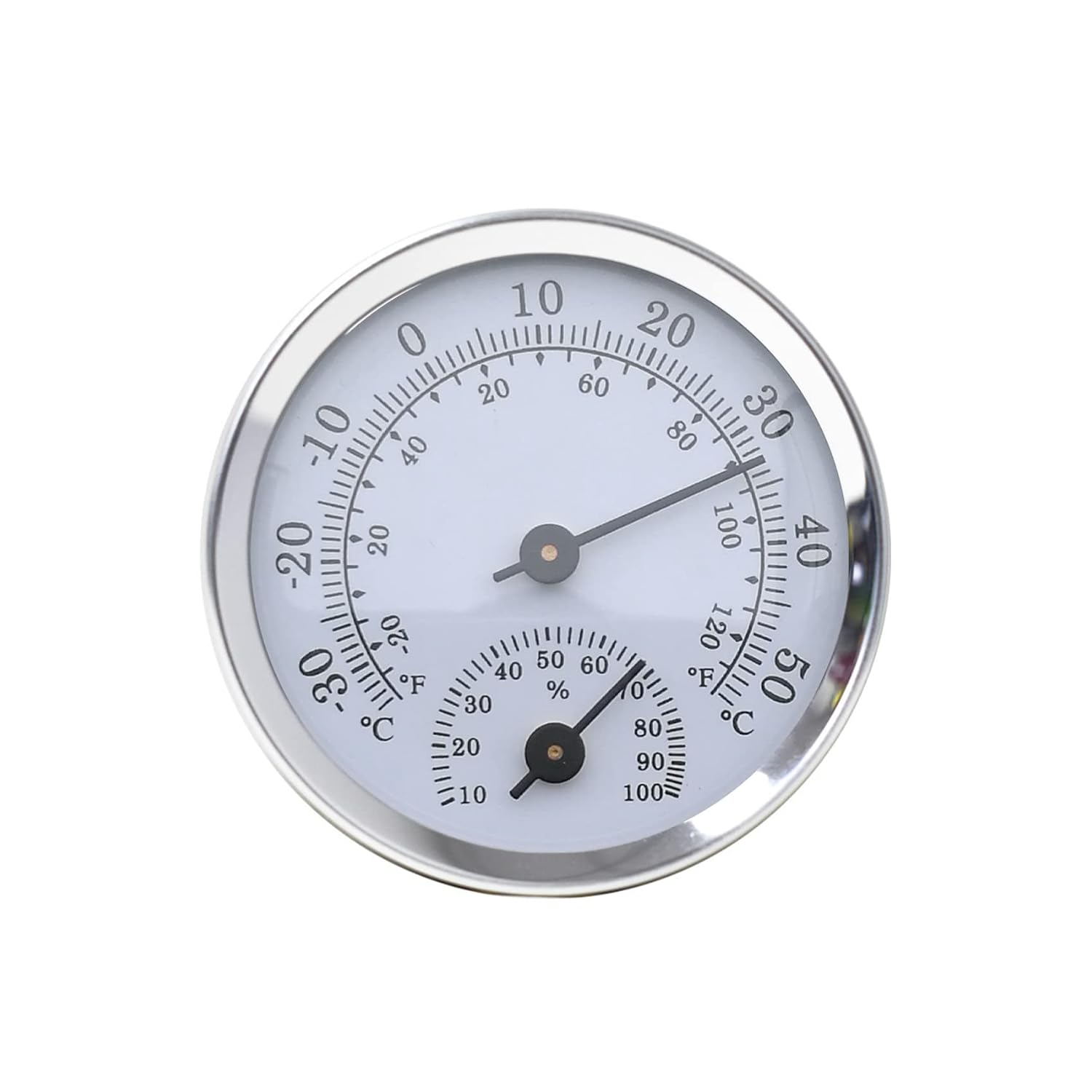 Thermometer-hygrometer Für Den Innenbereich – 1 Stück – Silbernes Metall – Präzise Messung Von Luftfeuchtigkeit Und Temperatur – Für Zuhause, Sauna, Büro – 58 X 13,5 Mm