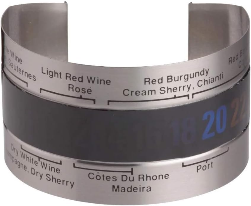 Weinthermometer Aus Edelstahl – 1 Stück – Gebürstetes Design – Automatische Temperaturanzeige – Ideal Als Geschenk Für Weinliebhaber Und Feinschmecker – Silber