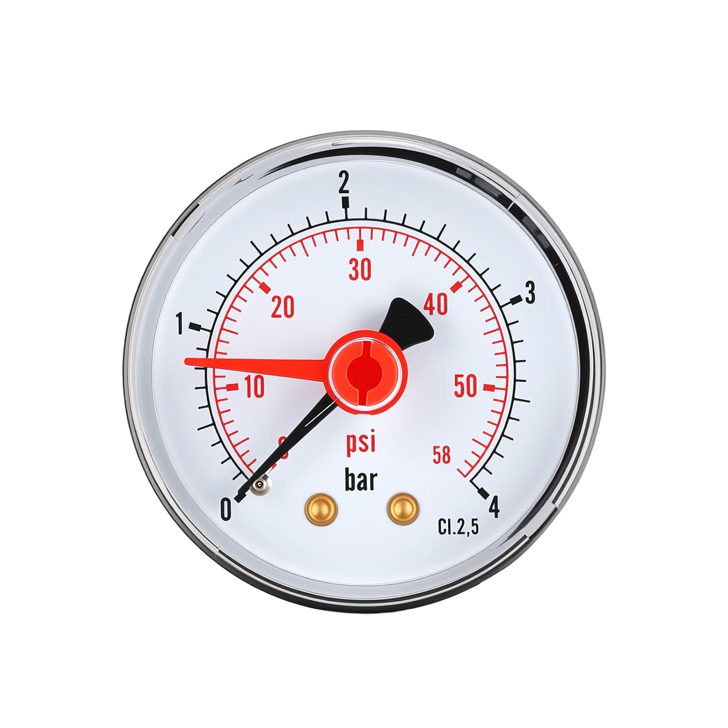Industrielles Manometer – 1 Stück – Gehäuse Aus Abs-kunststoff – Messbereich 0–4 Bar Mit Rückseitigem Anschluss – Für Hydraulik- Und Pneumatiksysteme – 2-zoll-zifferblatt