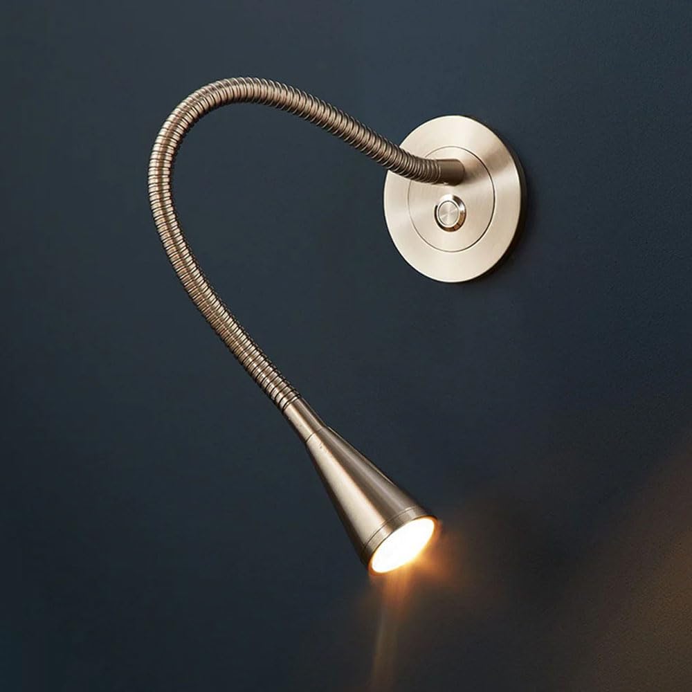 Led-wandleuchte Zum Lesen – 1 Stück – Nickel Und Aluminium – Flexibler Schwanenhals – Schlaf- Und Wohnzimmer – Durchmesser 12 Cm