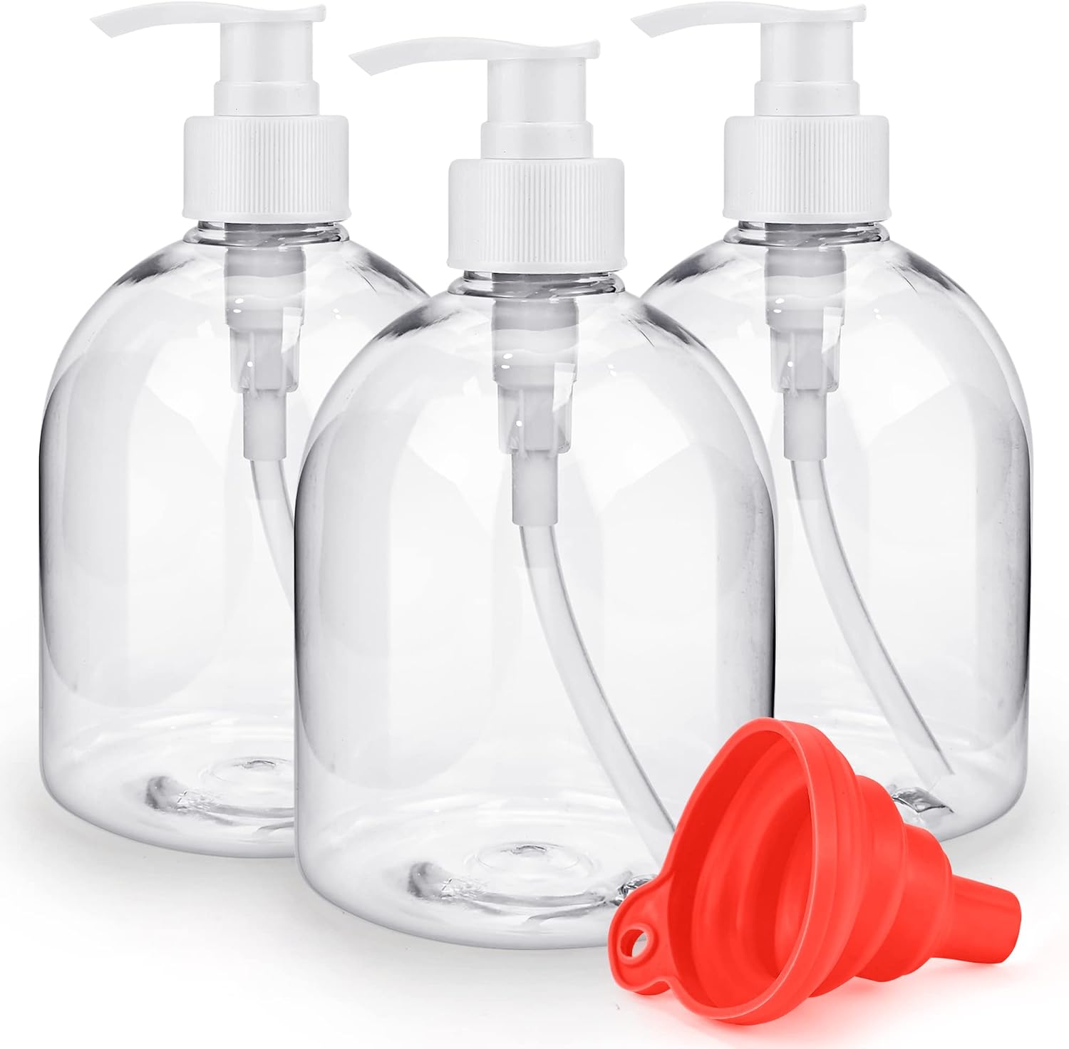 Set Mit 3 Leeren 500-ml-flaschen – Transparenter Pet-kunststoff – Robuste Emulsionspumpe – Für Shampoo Und Seife – Für Bad Und Reisen – 15 X 8,5 Cm