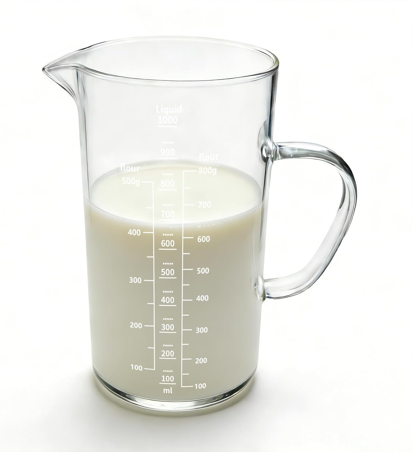 1-liter-messbecher – Borosilikatglas – Gut Ablesbare Skala – Mikrowellengeeignet – Für Küche Und Labor – Transparent, 9,5 X 17,5 Cm