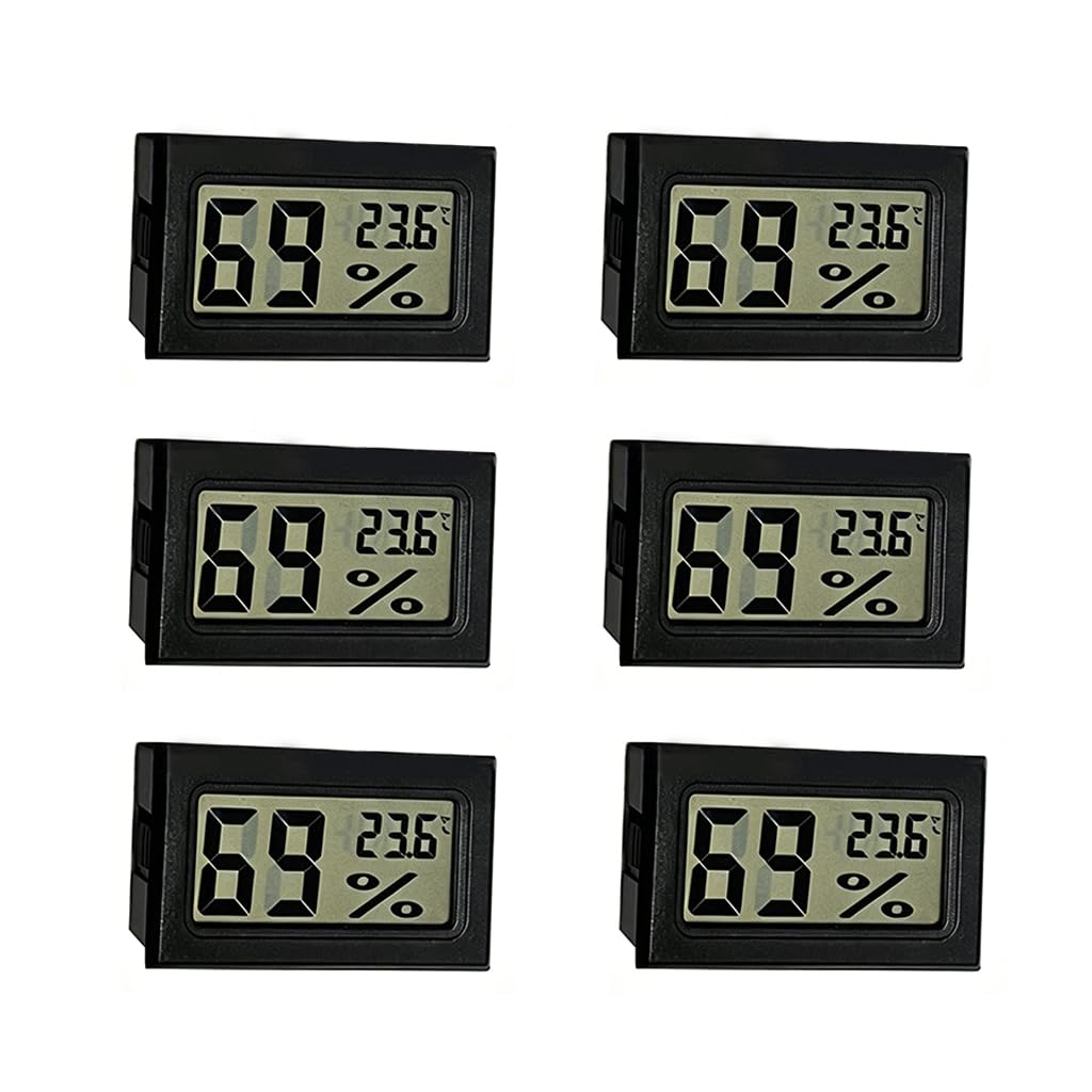 6er-set Mini-digitalthermometer-hygrometer – Hohe Genauigkeit – Feuchtigkeits- Und Temperaturüberwachung – Für Zuhause, Keller, Büro, Gewächshaus – Gut Lesbares Lcd-display