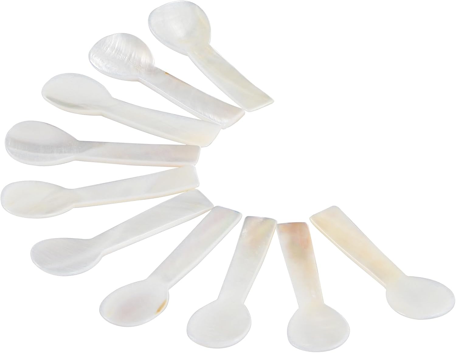 Eierlöffel-set – 10 Stück – Natürliches Perlmutt – Runder Griff – Für Kaviar Und Desserts – 7,1 Cm