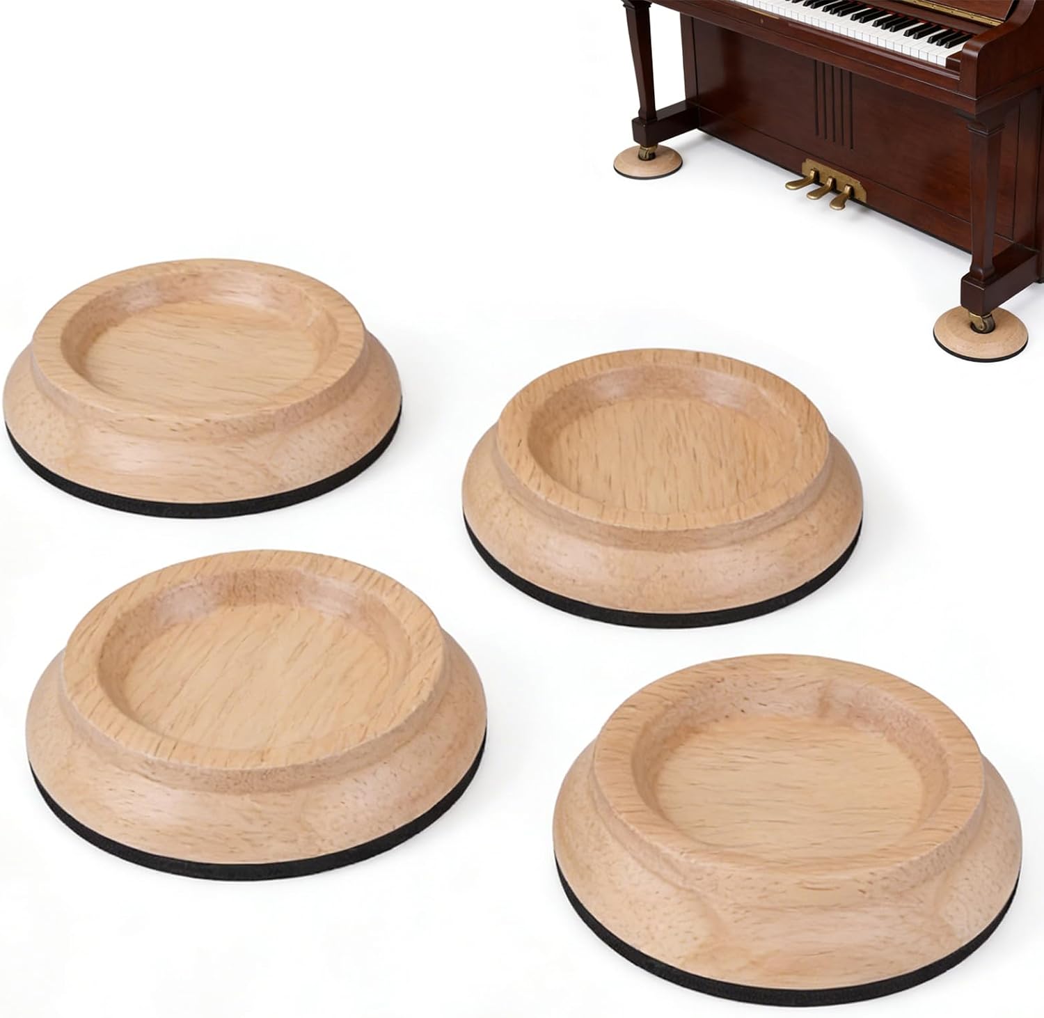 Rollenfüße – 4er-set – Massivholz – Rutschfest – Für Klaviere Und Möbel – 10,3 Cm