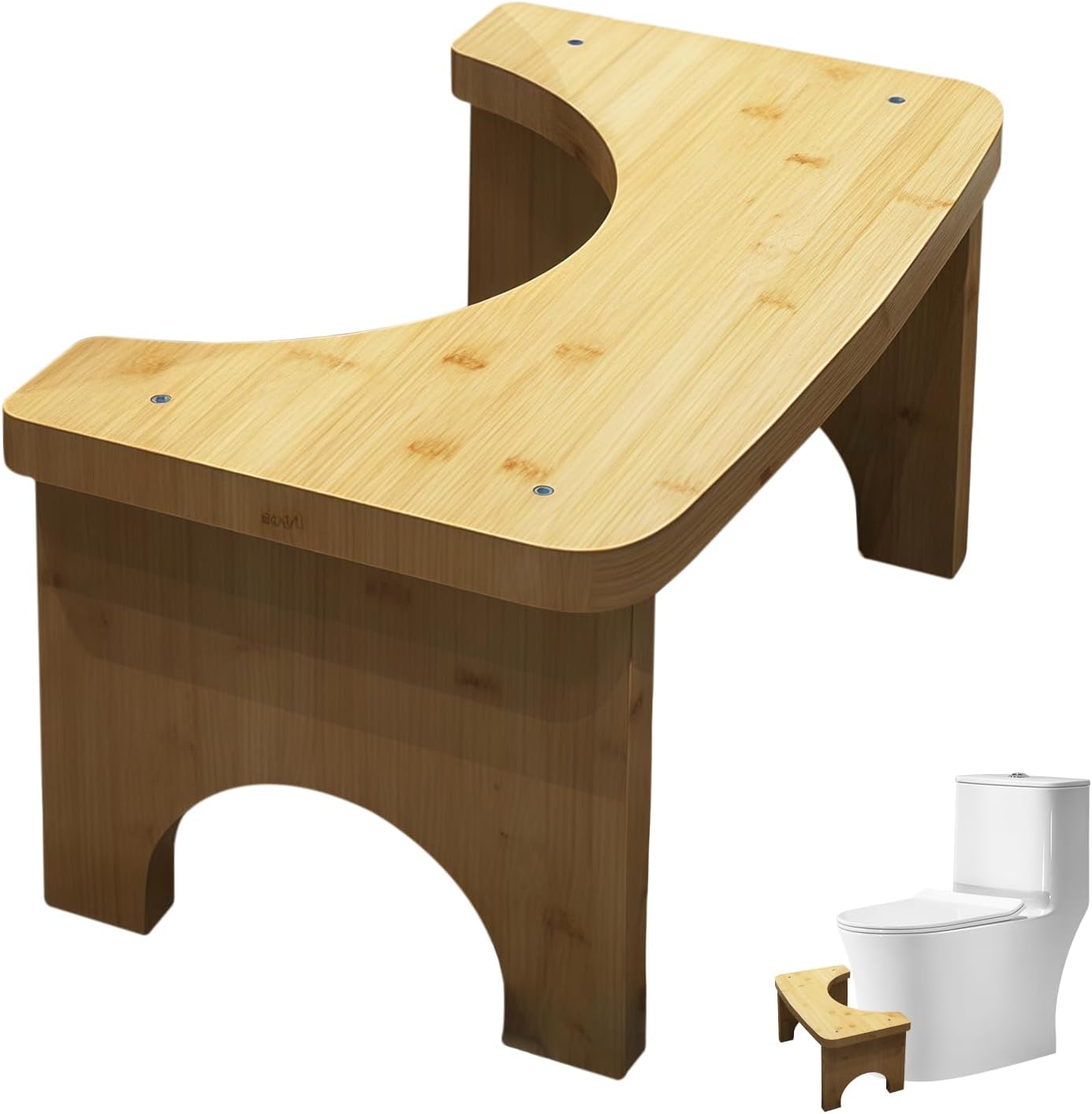 Toilettenhocker Aus Holz – 1 Stück – Natürliches Design – Ergonomisch Für Die Verdauung – Für Erwachsene Und Kinder – 37 X 20 X 17 Cm