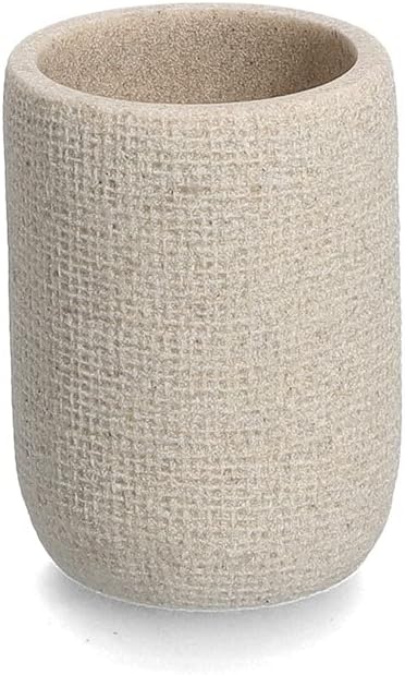 Natürlicher Zahnbürstenhalter – 1 Stück – Beigefarbenes Polyresin – Stabiles, Rundes Design – Modernes Badezimmer – 7,2 Cm X 10 Cm