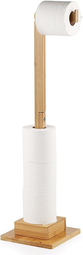 Toilettenpapierhalter Aus Bambus – 1 Stück – Umweltfreundlicher, Natürlicher Stil – 2-in-1-halter Mit Ablage – Für Moderne Badezimmer – Höhe 72 Cm