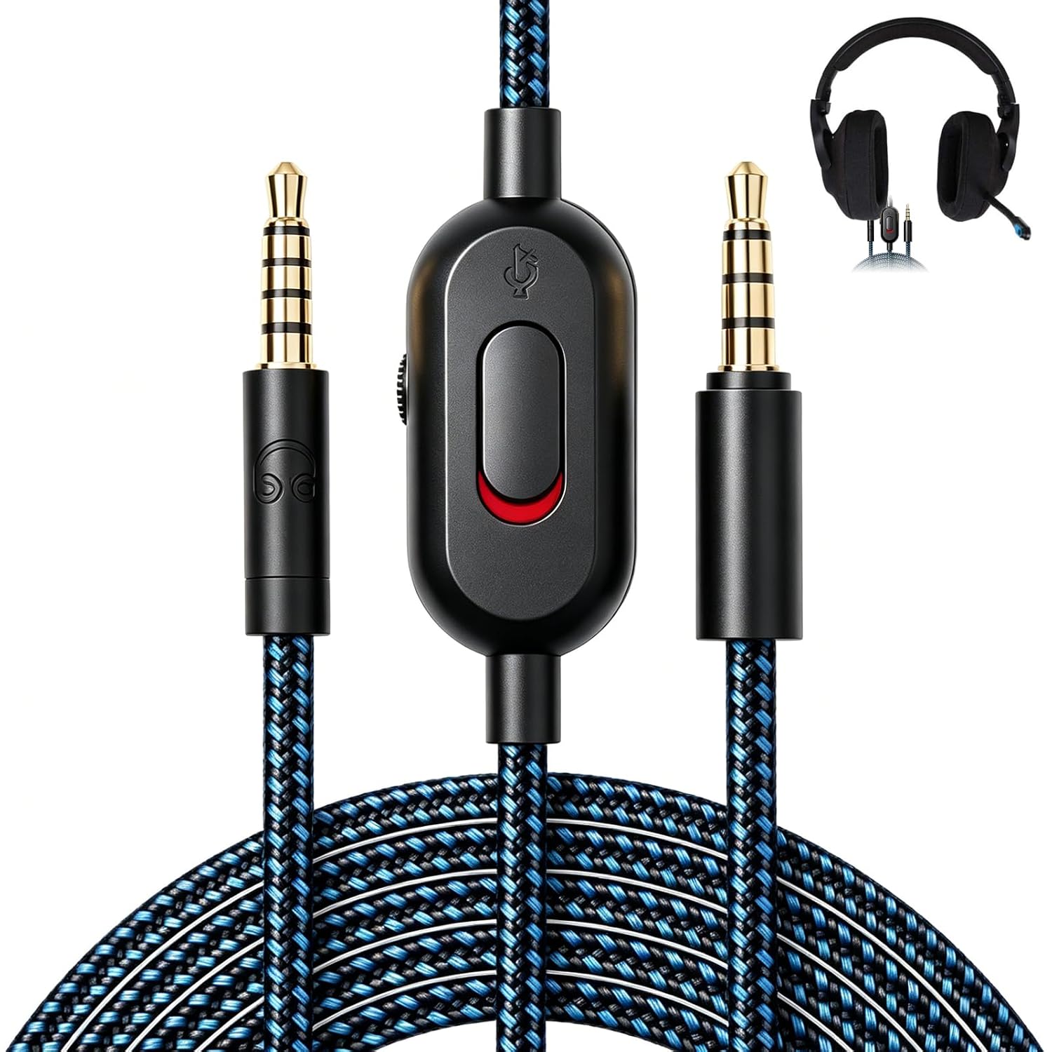3,5-mm-audiokabel – 1 Stück – Geflochten, Blau – Lautstärke- Und Stummschaltungsregelung – Für Logitech G Pro X G433 G233 Gaming-headset – 2 M