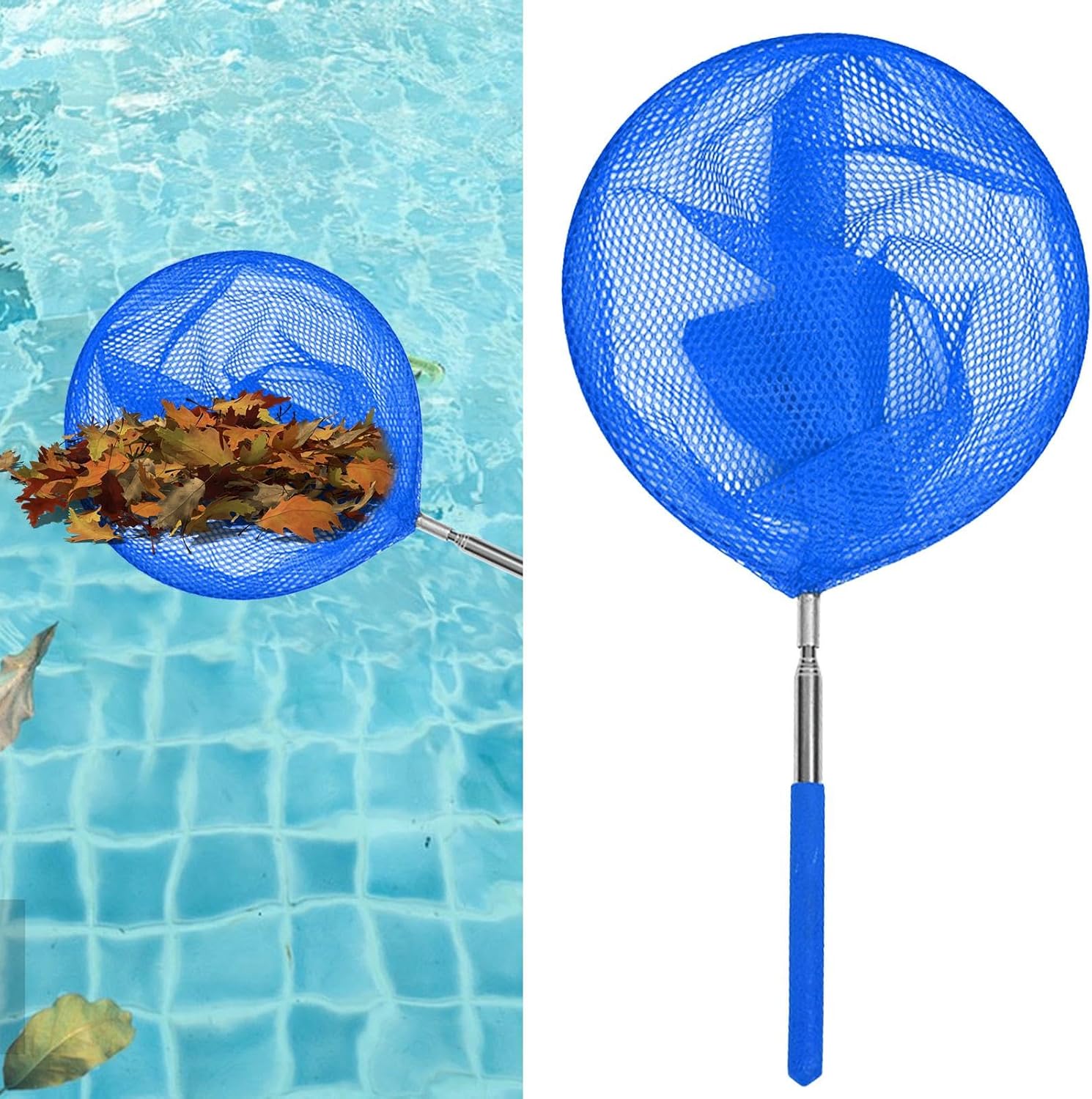 Pool-skimmernetz – 1 Stück – Edelstahl – Feinmaschig Und Teleskopierbar – Für Die Außenpflege – 85 X 20 Cm
