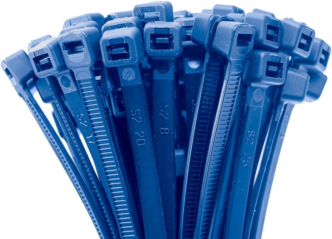 Detektierbare Kabelbinder – 100 Stück – Blaues Polyamid 6.6 – Uv-beständig Und Metalldetektierbar – Lebensmittel- Und Pharmaindustrie – 200 X 3,6 Mm