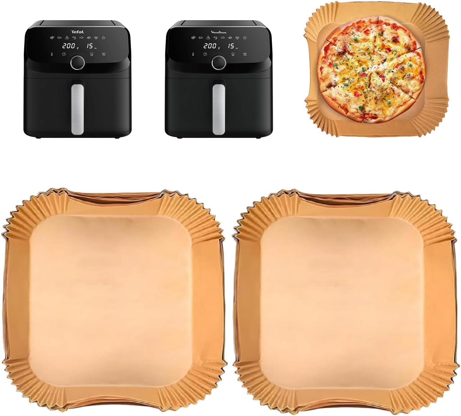 Backpapier – 120 Stück – Für Moulinex Easy Fry Mega 7,5l Heißluftfritteuse – Antihaft-kochzubehör