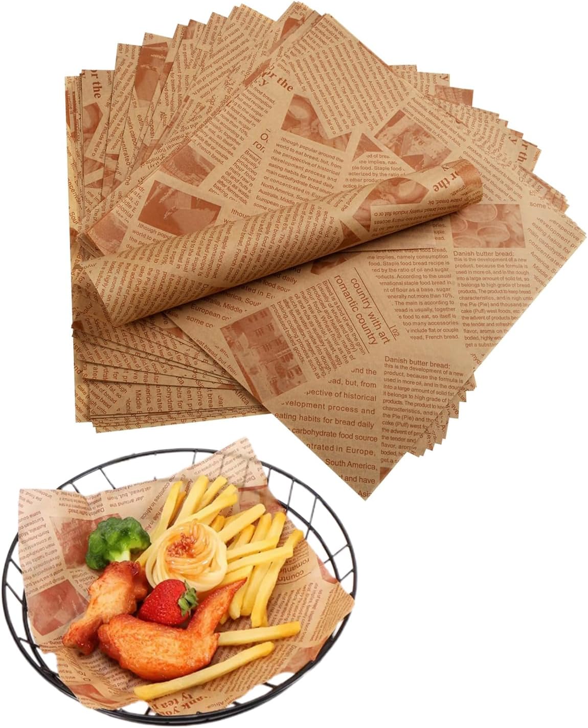Pergamentpapier – 50 Blatt – Kraftpapier-optik – Fettabweisend – Lebensmittelverpackung Für Burger Und Sandwiches – 15 X 15 Cm