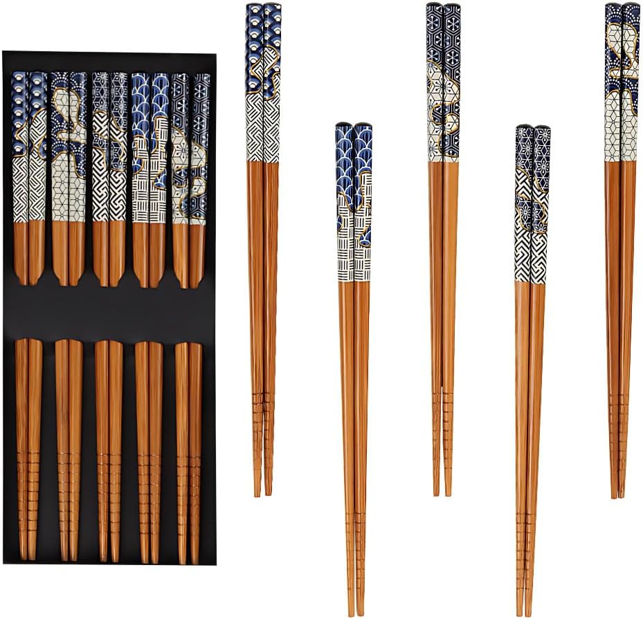 Essstäbchen – 10 Paar – Natürlicher Bambus – Rutschfestes, Quadratisches Design – Für Asiatische Küche Und Restaurants – 22,5 Cm