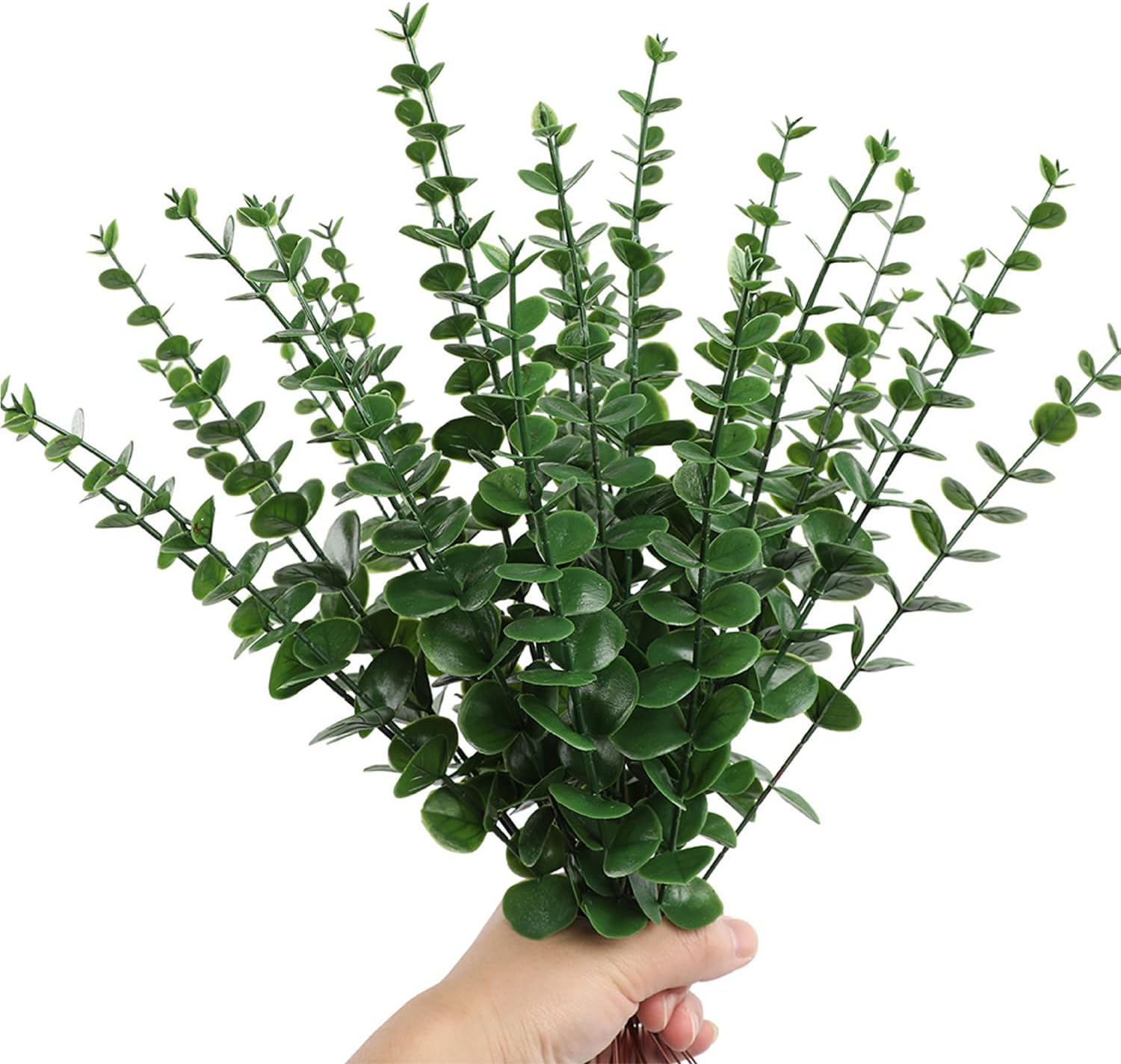 Eukalyptuszweige – 30 Stück – Dunkelgrüner Kunststoff – Realistische Dekoration – Für Hochzeiten, Gärten Und Büros – 38 Cm