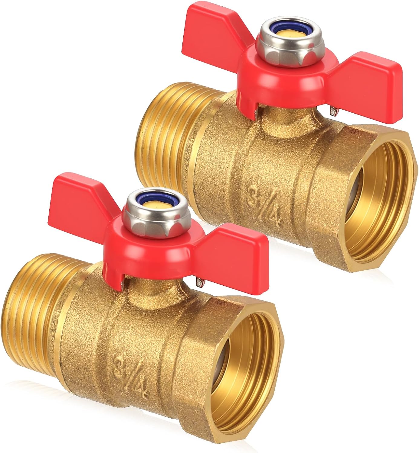 Kugelhahn – 2er-pack – Massives Messing – 3/4-zoll-gewinde – Wasserregulierung – Garten- Und Sanitärinstallationen