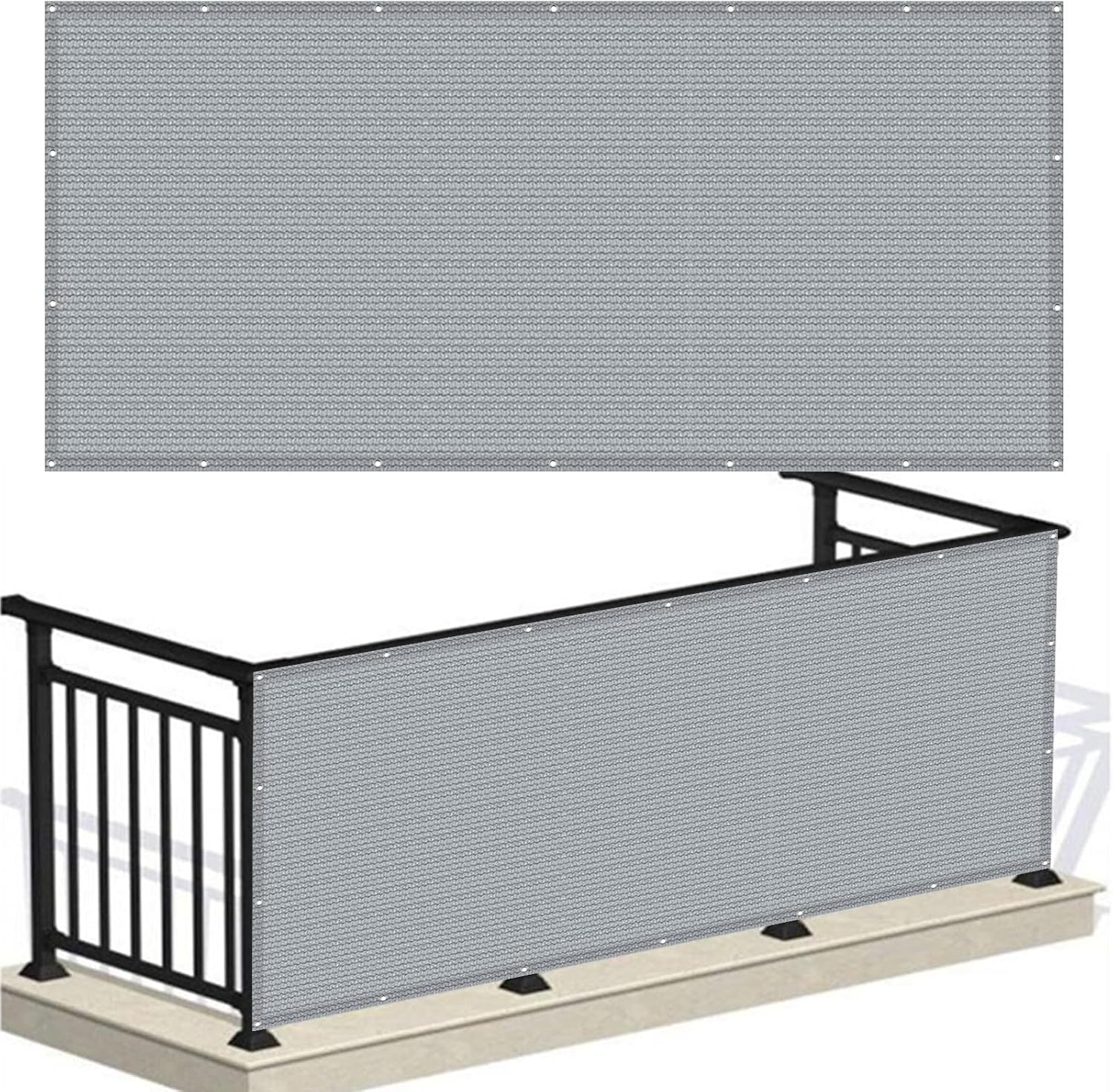 Sichtschutzwand – 1-teilig – Hdpe 220 G/m² – Uv-schutz 50+ Und Windschutz – Für Balkon, Garten, Terrasse – 50 X 430 Cm, Grau