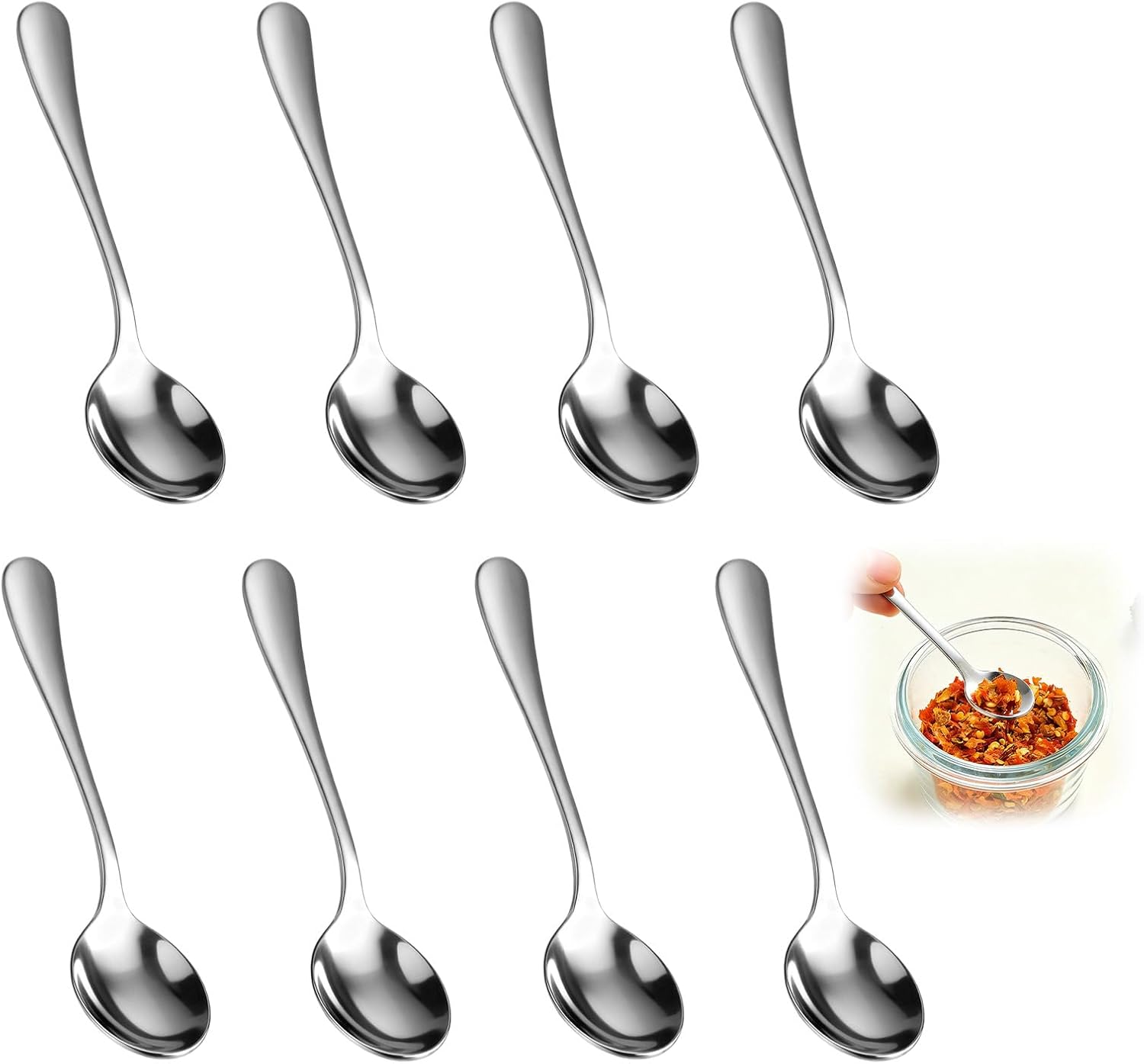 Löffelset – 8-teilig – Edelstahl – Ergonomisches Design – Für Kaffee Und Gewürze – 7,4 Cm