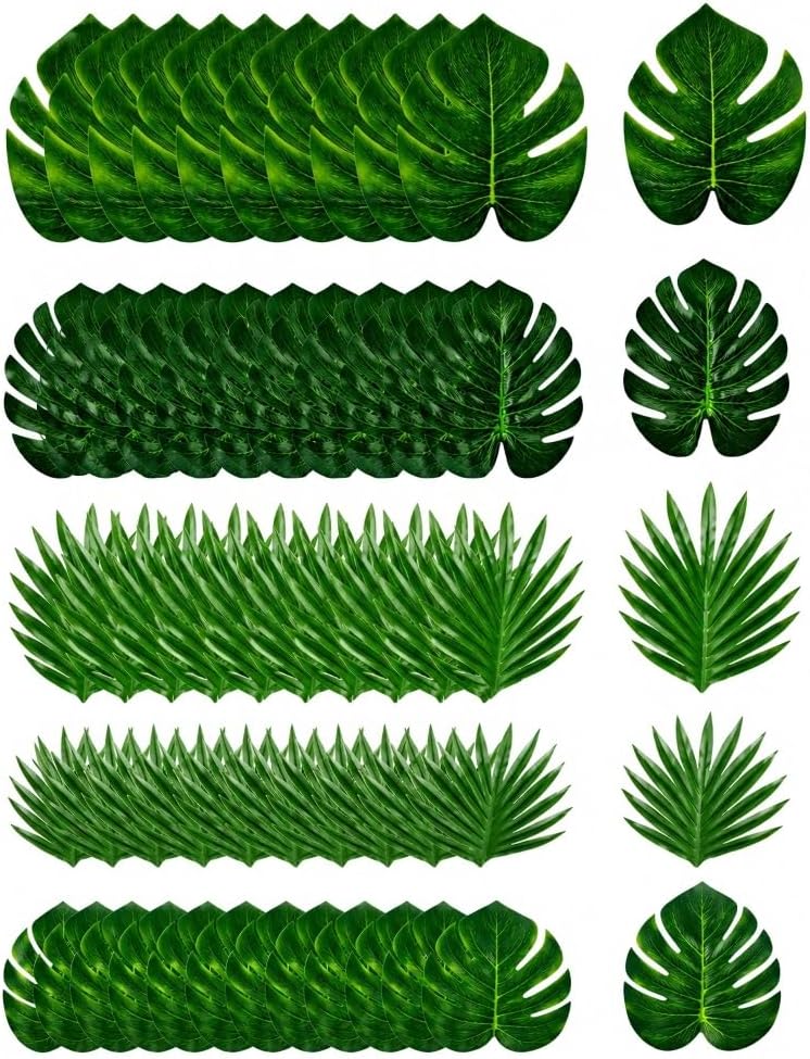 Künstliche Palmenblätter – 50er-pack – Seide Und Stoff – Tropische Dekoration – Hawaii-party, Hochzeit – 5 Größen, Grün