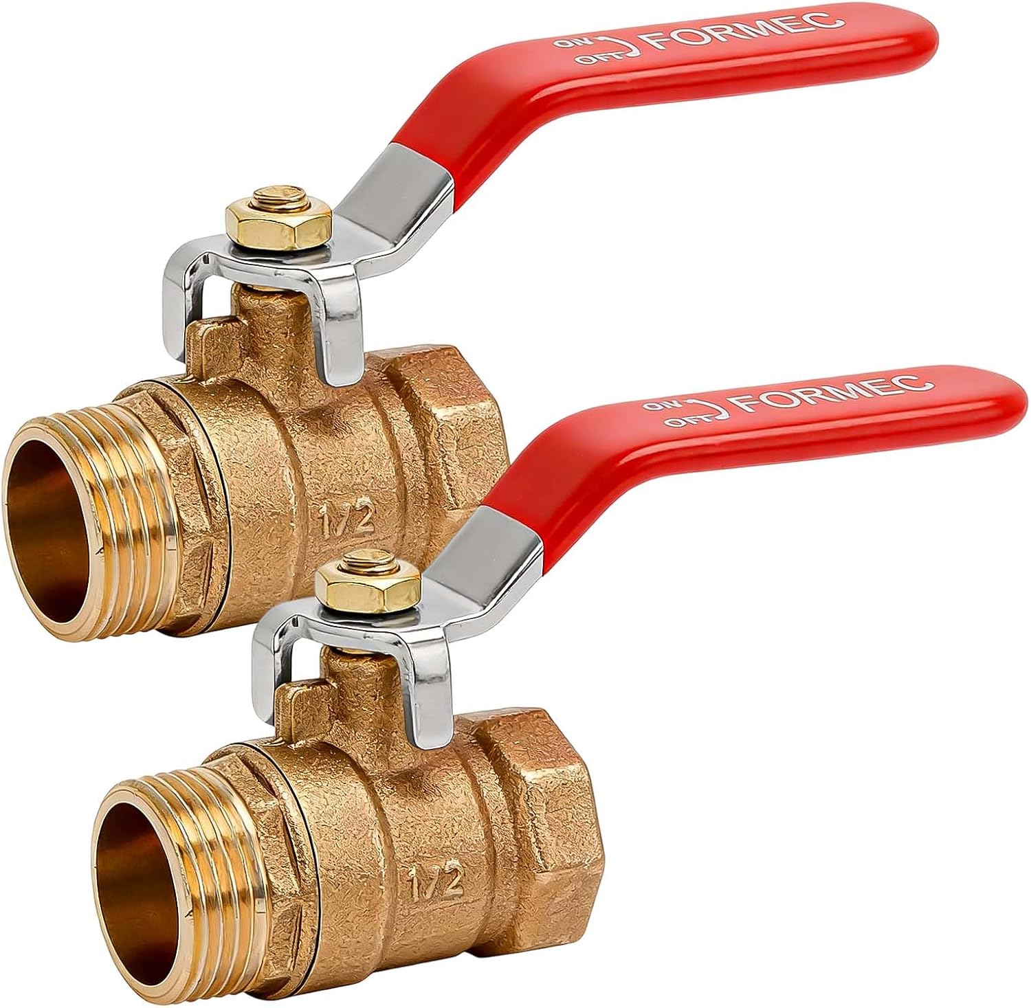 Absperrventil – 2 Stück – Messing – 1/2-zoll-kugelhahn – Für Wasser Und Gas – Ag-ig-gewinde