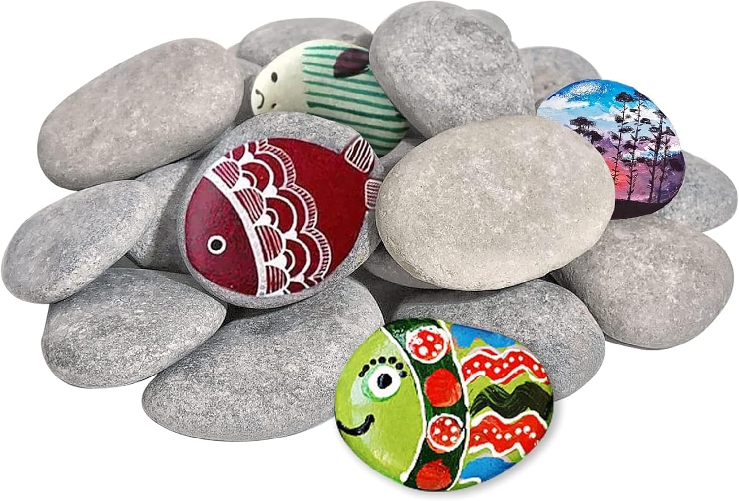 Bemalbare Kieselsteine – 20er-set – Glatter Naturstein – Für Diy-projekte Und Mandalas – Garten- Und Wohndekoration – 4 Bis 11 Cm