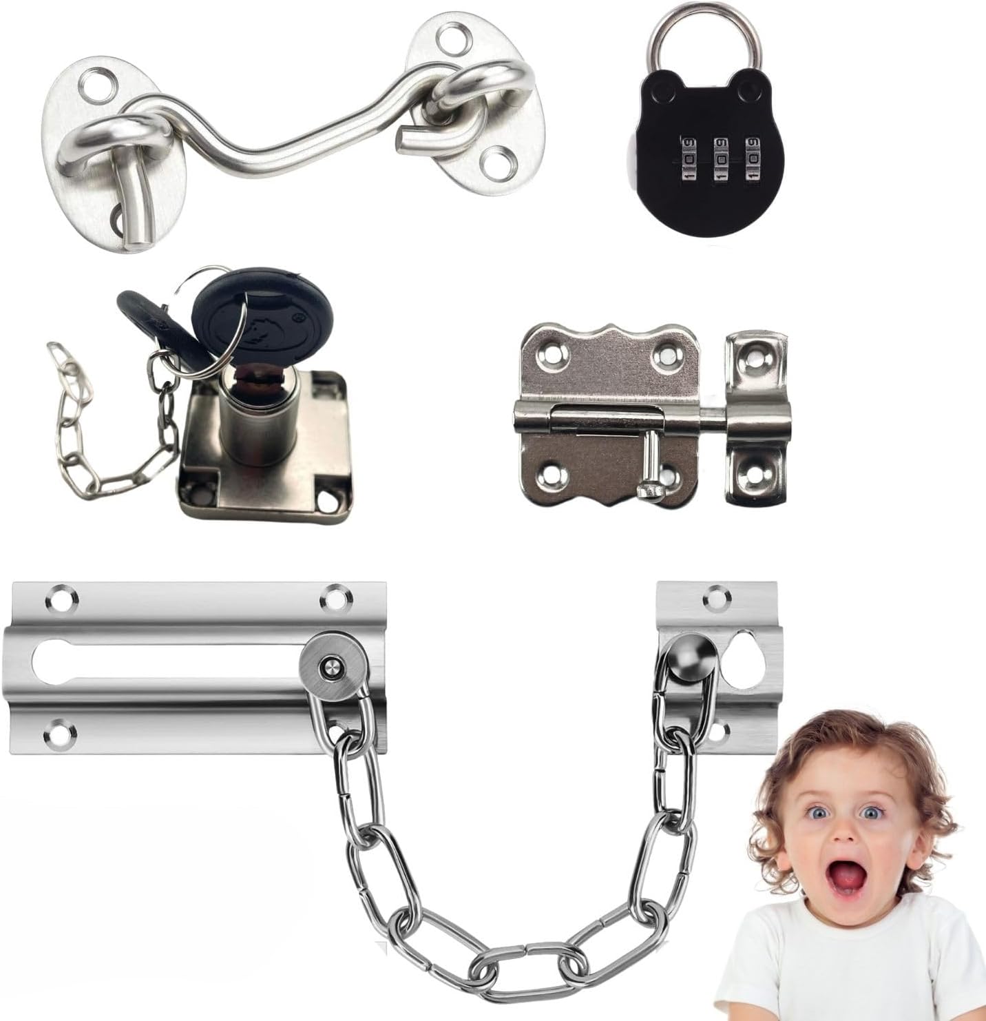 Türbeschlag – 5er-set – Metall – Schloss Und Riegel Für Montessori-aktivitätsbretter – Förderung Der Kindlichen Entwicklung