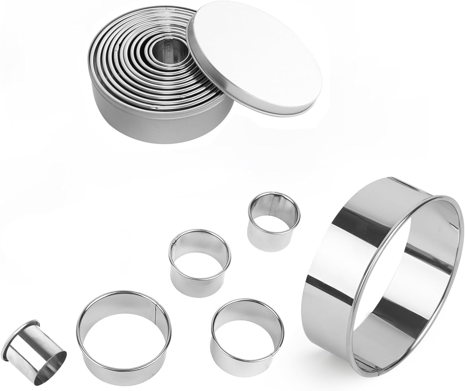 Runde Ausstechformen – 11-teilig – Edelstahl – Präzises Ausstechen – Für Gebäck Und Kekse – Durchmesser 2,5 Bis 9,4 Cm
