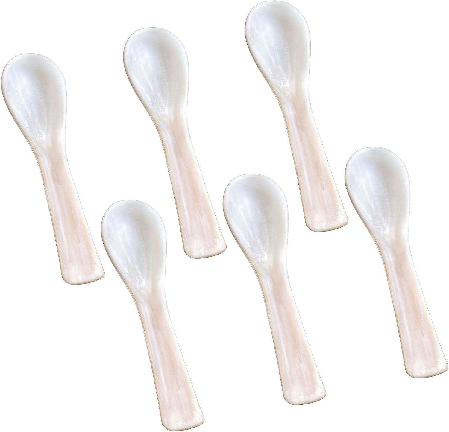 Kaviarlöffel - 6er-set - Natürliches Perlmutt - 7,4 Cm - Handgefertigt - Für Eier Und Desserts