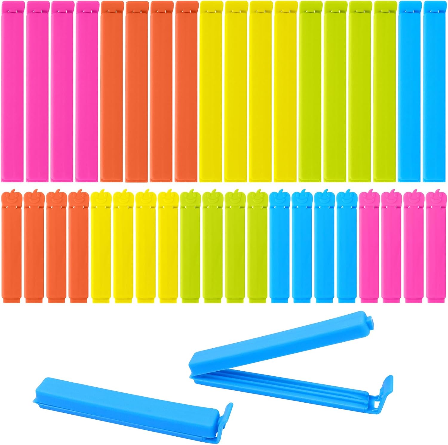 Lebensmittelbeutelclips – 40 Stück – Pp-kunststoff – Verstärkte Versiegelung – Küche Und Büro – 7 Cm Und 11 Cm, Mehrfarbig