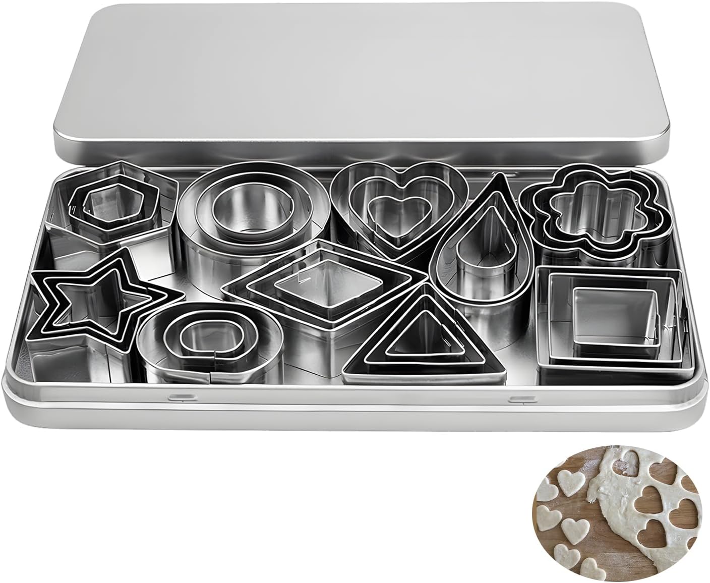 Ausstechformen – 30er-set – Edelstahl – Geometrische Formen – Für Gebäck Und Kekse – Mini-größe