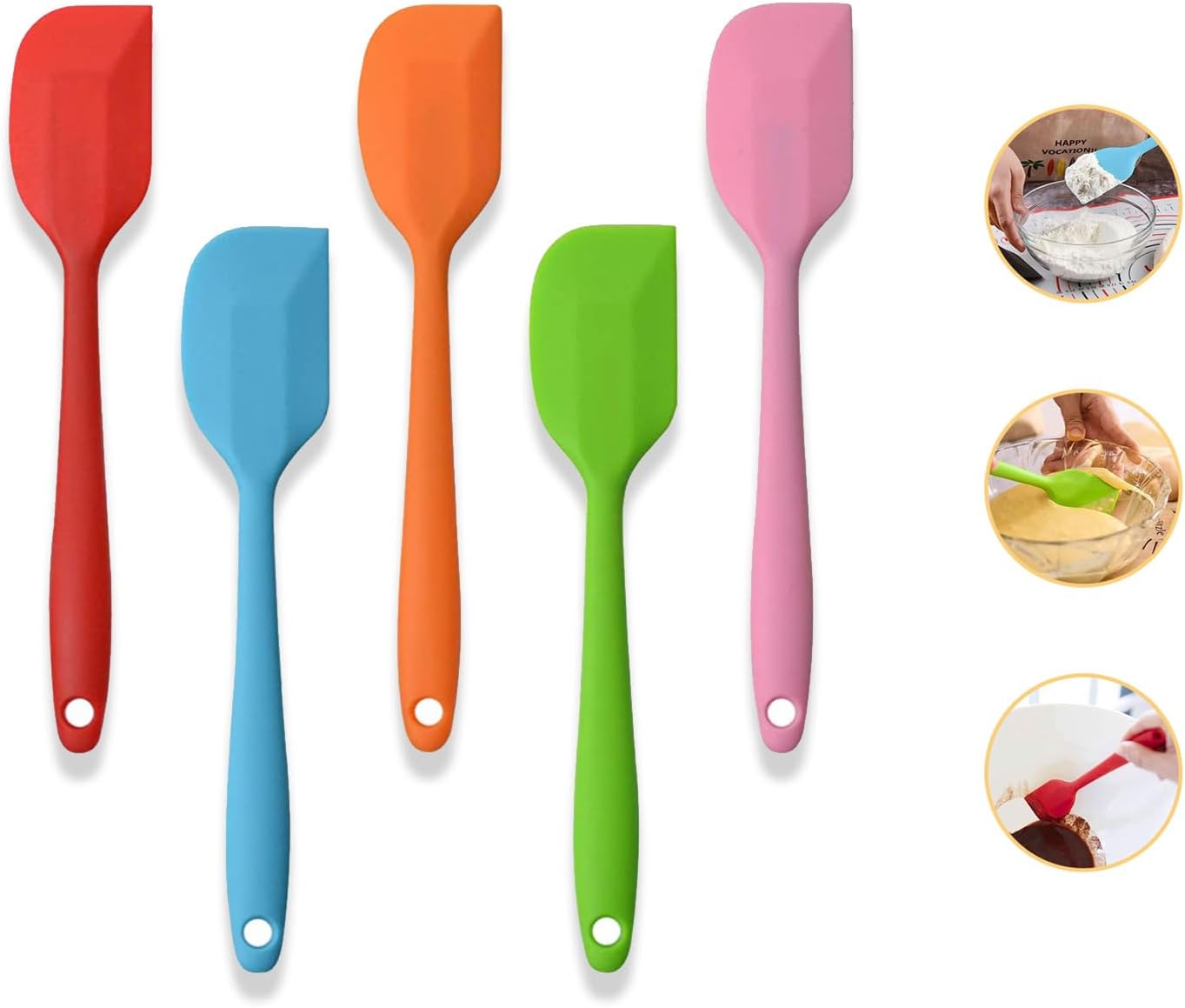 Silikonspatel – 5er-set – Lebensmittelecht, Bpa-frei – Hitzebeständig Bis 260 °c – Für Küche Und Backen – Mehrfarbig