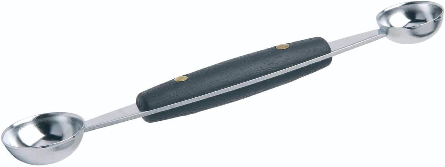 Pariser Löffel – 1 Stück – Edelstahl Und Holz – Doppelkopf (24 Und 30 Mm) – Für Melone Und Desserts – Küche