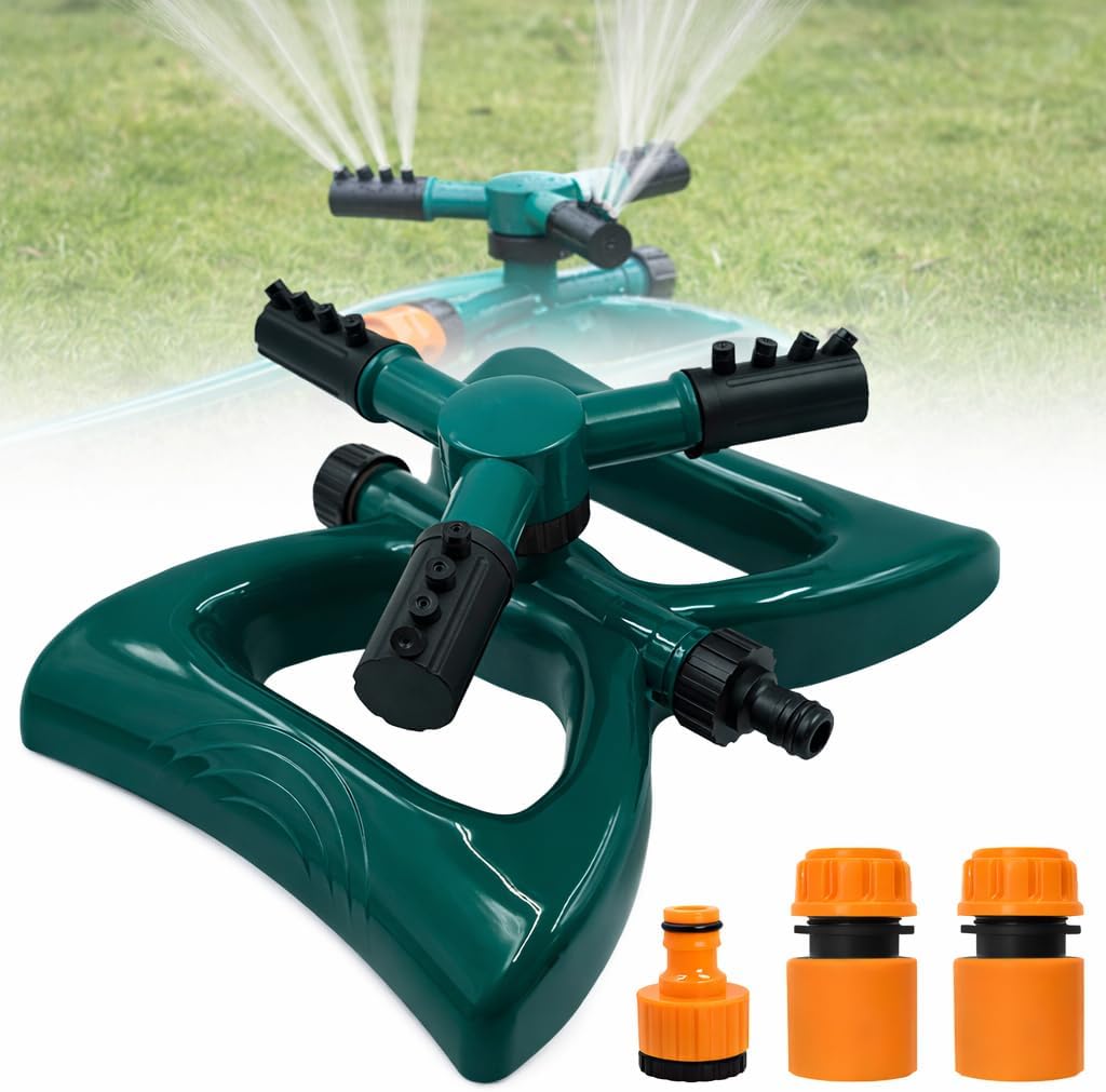360° Drehbarer Rasensprenger – 1 Stück – Abs-kunststoff – 3 Verstellbare Arme – Garten, Rasen, Pflanzen – Blau Und Schwarz