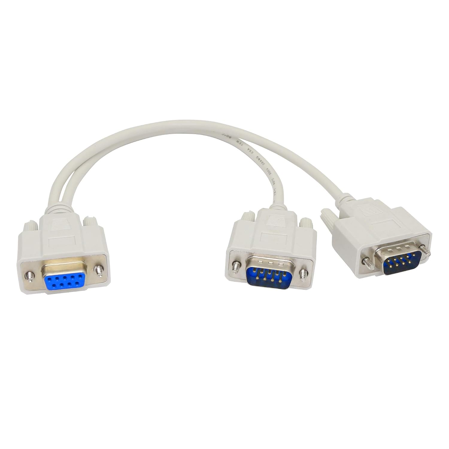 Db9-splitterkabel – 1 Stück – Pvc Und Vernickelt – Rs232-buchse Auf 2 Stecker – Für Pcs Und Cnc-maschinen – 30 Cm