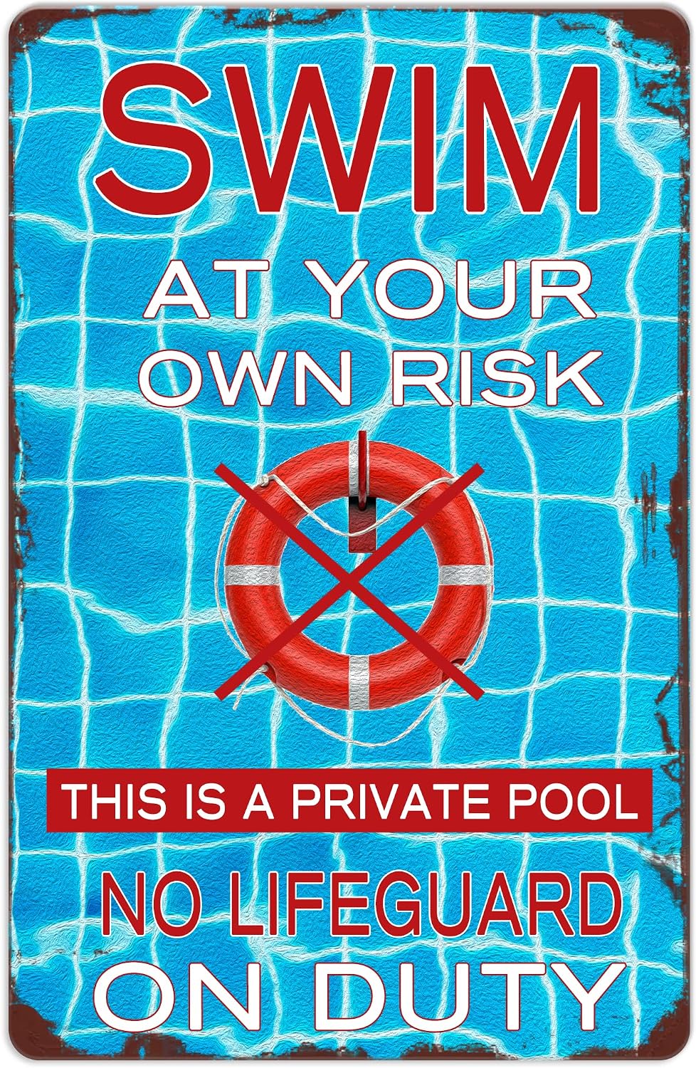 Warnschild Für Schwimmbäder – 1 Stück – Industriemetall – Wasserfest Und Uv-beständig – Für Den Privaten Garten Und Außenbereich – 20,3 X 30,5 Cm