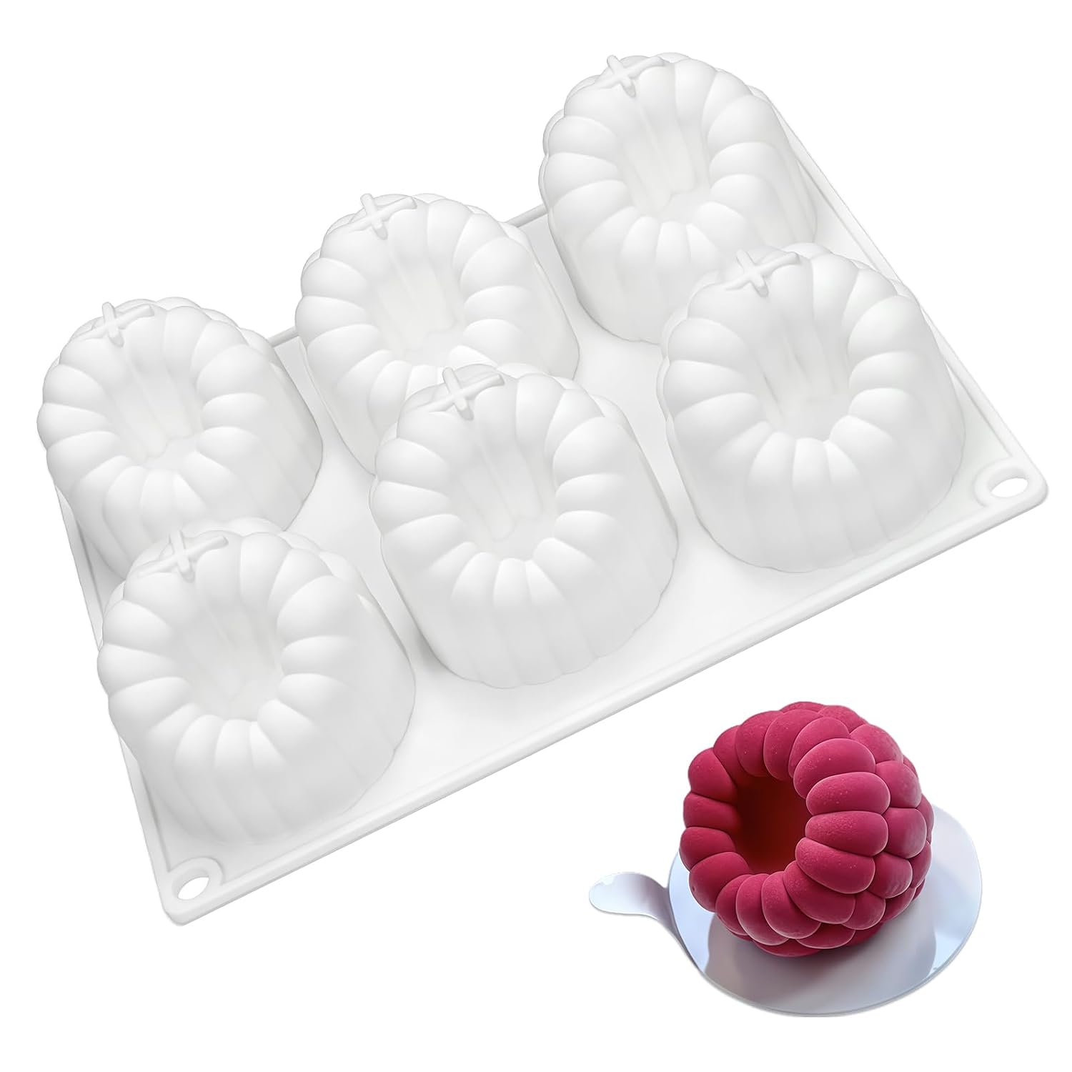 3d-silikonform Mit 6 Mulden – Himbeerform – Antihaftbeschichtung, Wiederverwendbar Für Kuchen, Pralinen, Gelees, Eiscreme Und Selbstgemachtes Gebäck