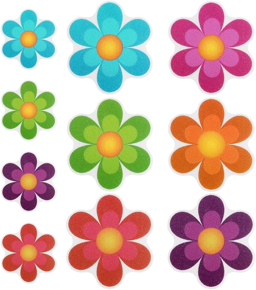 Blumenförmige Anti-rutsch-aufkleber – 10 Stück – Weichgummi – Rutschfest Auf Nassen Oberflächen – Badezimmer Und Pool – Ø 10 Cm