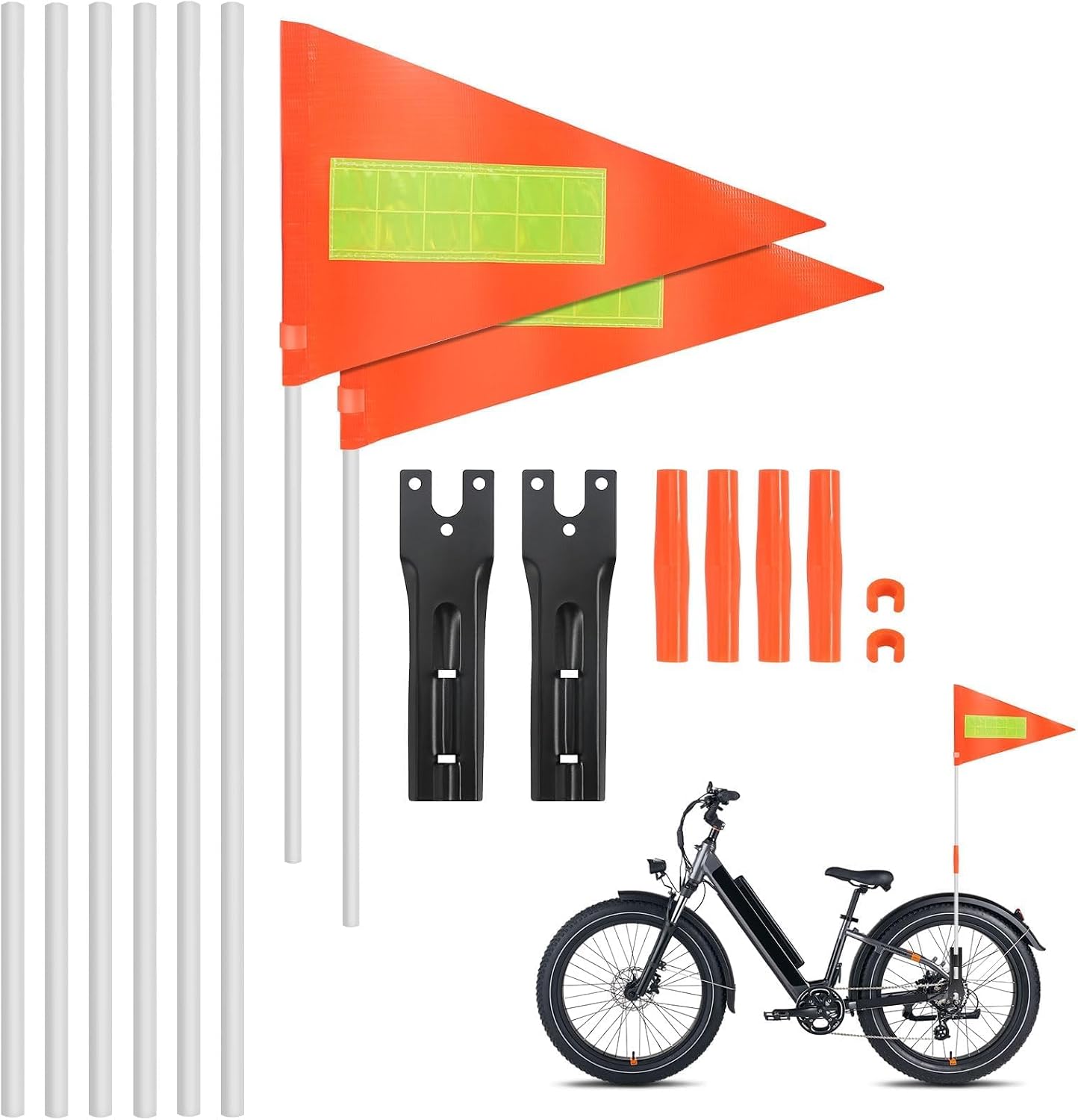 Fahrradsicherheitsfahne – 2 Stück – Reflektierendes Pvc Und Metall – Höhenverstellbar Bis 180 Cm – Für Kinder Und Rollstühle – Orange