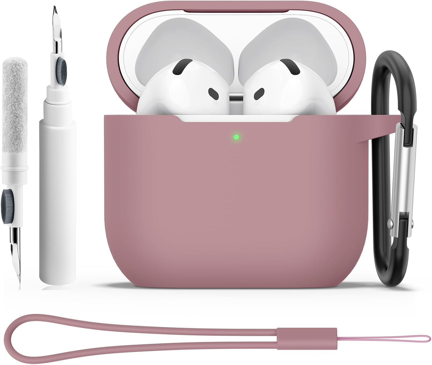 Silikonhülle Für Airpods 4 (2024) – 1 Stück – Schlanker 2-mm-schutz – Stoßfest – Inklusive Reinigungsset Und Karabinerhaken
