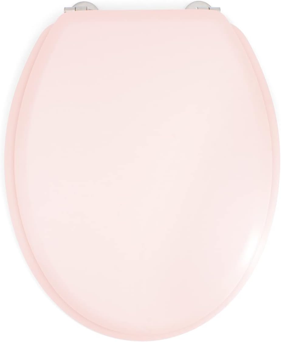 Toilettensitz Aus Rosafarbenem Formholz – 1 Stück – Matte Oberfläche – Korrosionsbeständige Edelstahlscharniere – Für Standard-wc-becken – 44 X 37,5 X 5,5 Cm