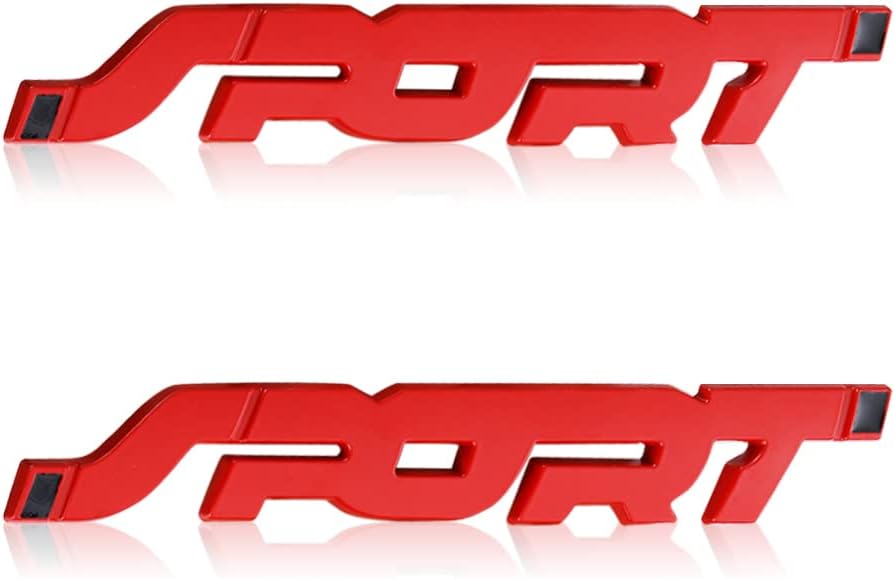 Sport-emblem-aufkleber – 2 Stück – Metall – Kotflügel- Und Heckklappendekoration – Universalfahrzeug – 140 X 20 Mm, Rot