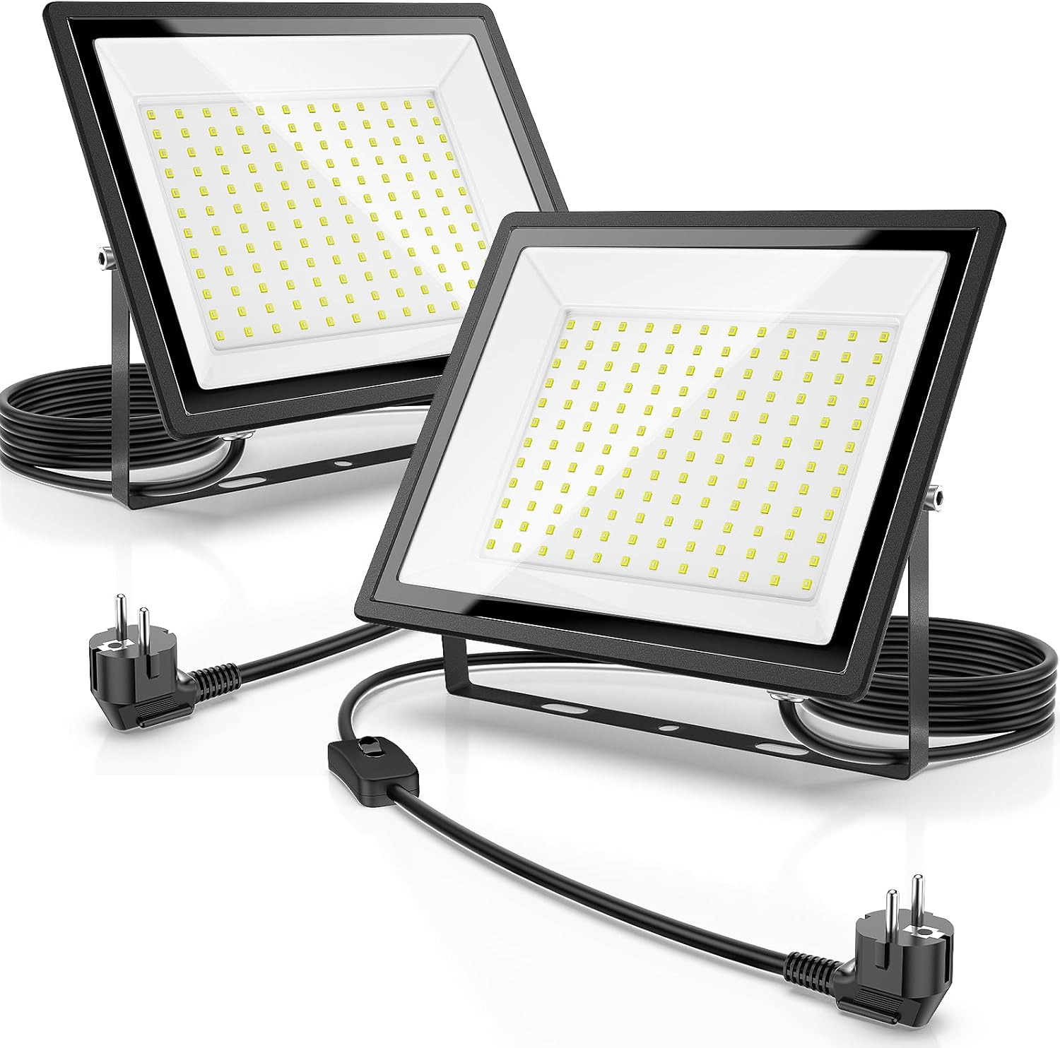 150-w-led-flutlichtstrahler Für Den Außenbereich – 2er-pack – Aluminium Und Gehärtetes Glas – 16500 Lm, Schutzart Ip66 – Beleuchtung Für Garten, Garage Und Baustelle