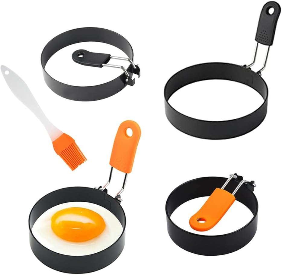 Eierform – 4er-set – Edelstahl – Antihaftbeschichtung – Für Omeletts Und Burger – 9 Cm Durchmesser