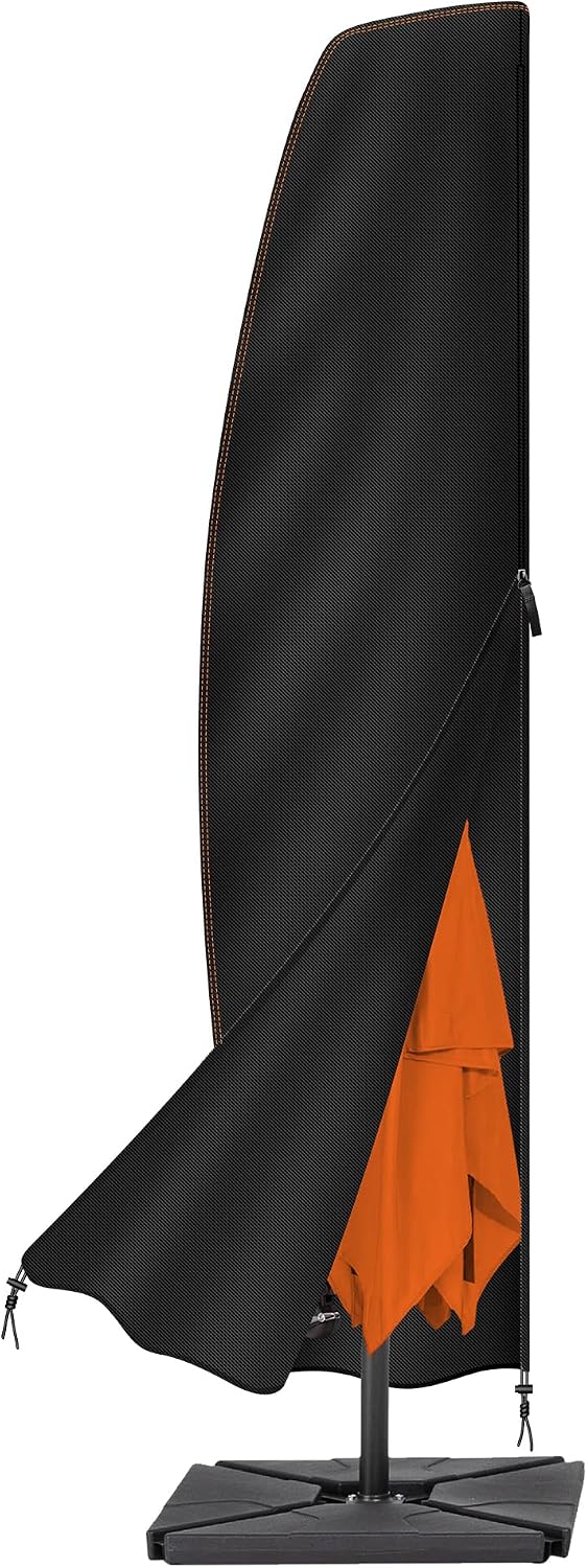 Schutzhülle Für Ampelschirme – 1-teilig – 420d Oxford-gewebe – Wasserdicht Mit Reißverschluss – Für Garten, Terrasse, Quadratisch, Rund – Schwarz, 265 X 40/70/50 Cm