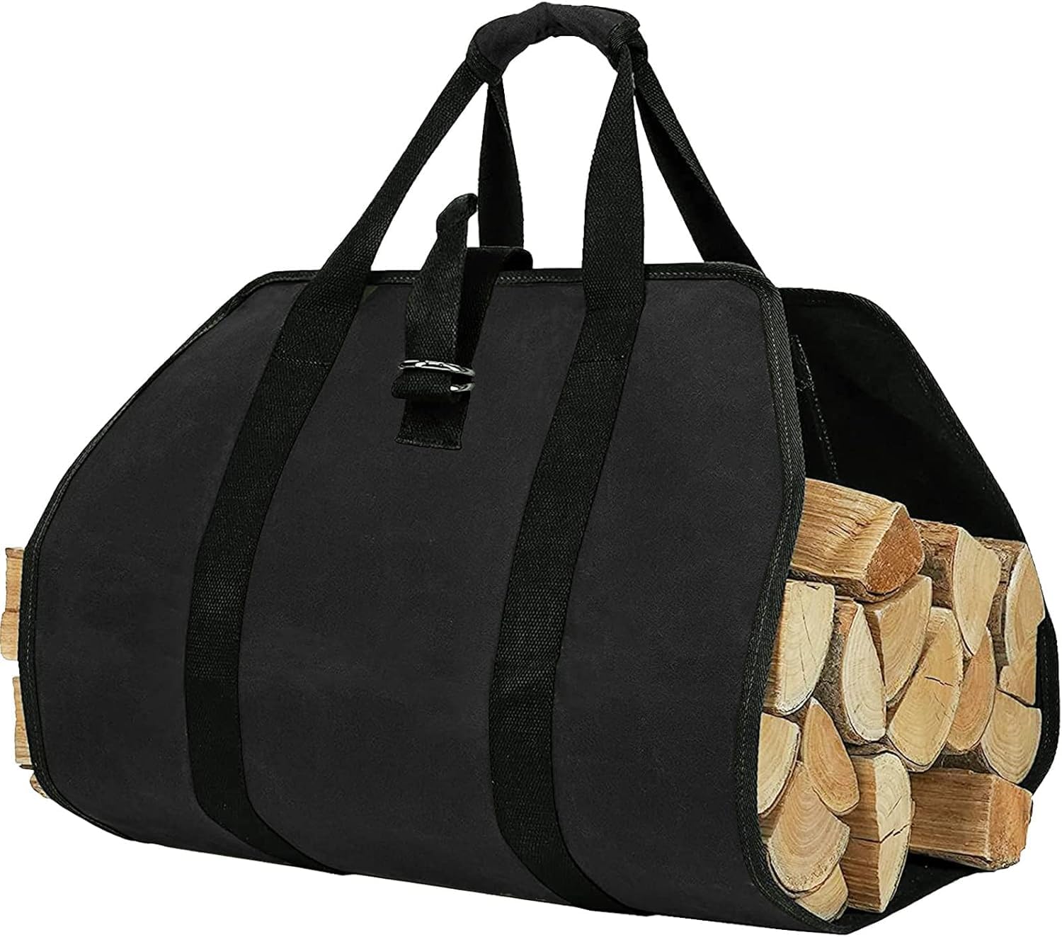 Brennholz-tragetasche – 1 Stück – Wasserdichtes Canvas – Großes Fassungsvermögen 30 Kg – Für Kamin Und Camping – Schwarz, 110 X 47 X 47 Cm