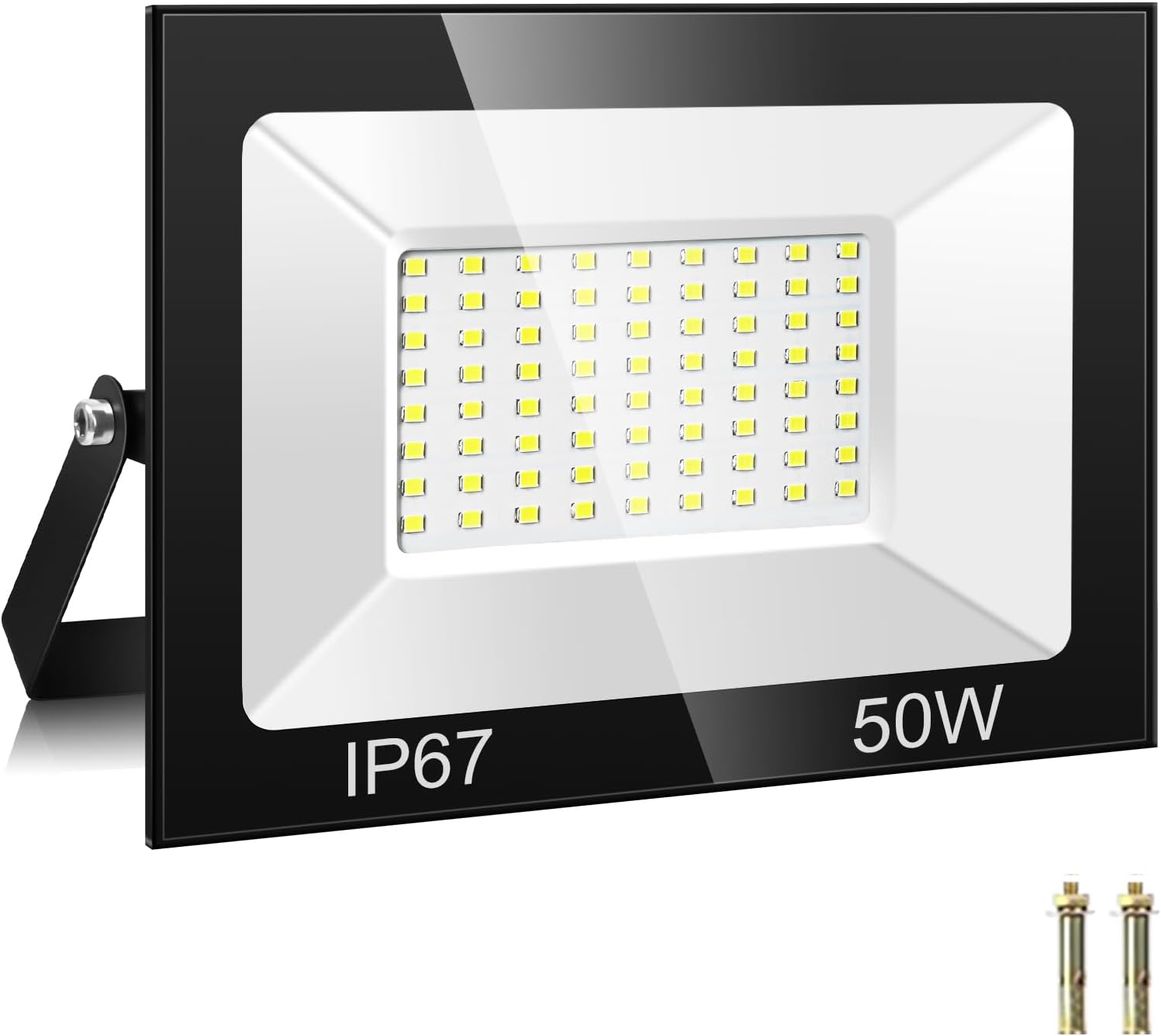 50-w-led-außenstrahler – 1 Stück – Aluminium Und Glas – 5000 Lm, Kaltweiß, Schutzart Ip67 – Garten, Garage, Terrasse – 72 Leds